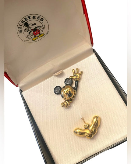 Vintage Napier Mickey Mouse brooch in BOX Gold finish black enamel Disney