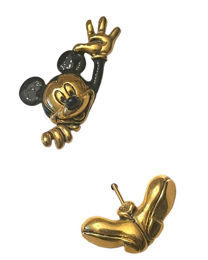Vintage Napier Mickey Mouse brooch in BOX Gold finish black enamel Disney