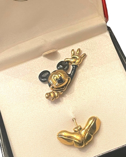 Vintage Napier Mickey Mouse brooch in BOX Gold finish black enamel Disney