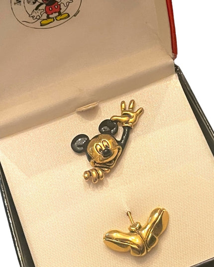 Vintage Napier Mickey Mouse brooch in BOX Gold finish black enamel Disney