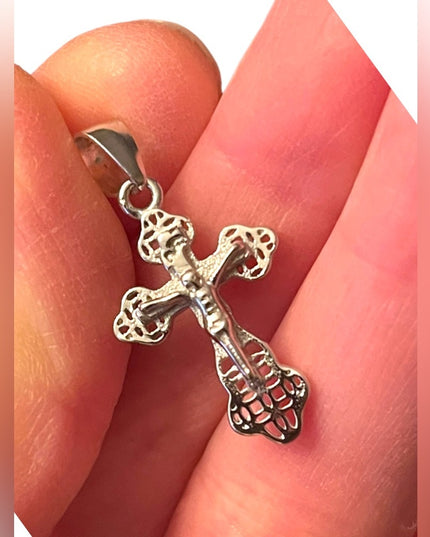 Sterling silver 925 Jerusalem Crucifix necklace pendant cross religious
