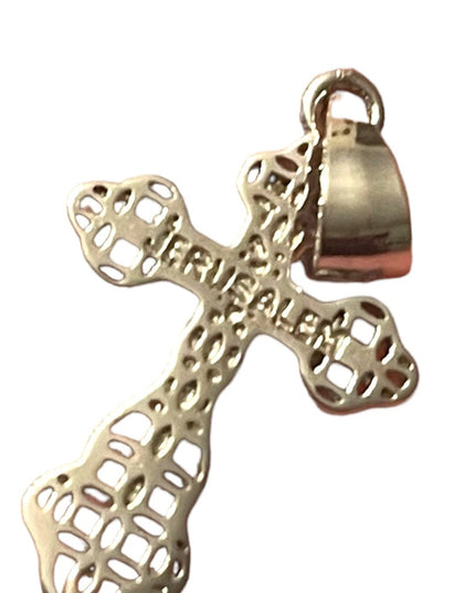 Sterling silver 925 Jerusalem Crucifix necklace pendant cross religious