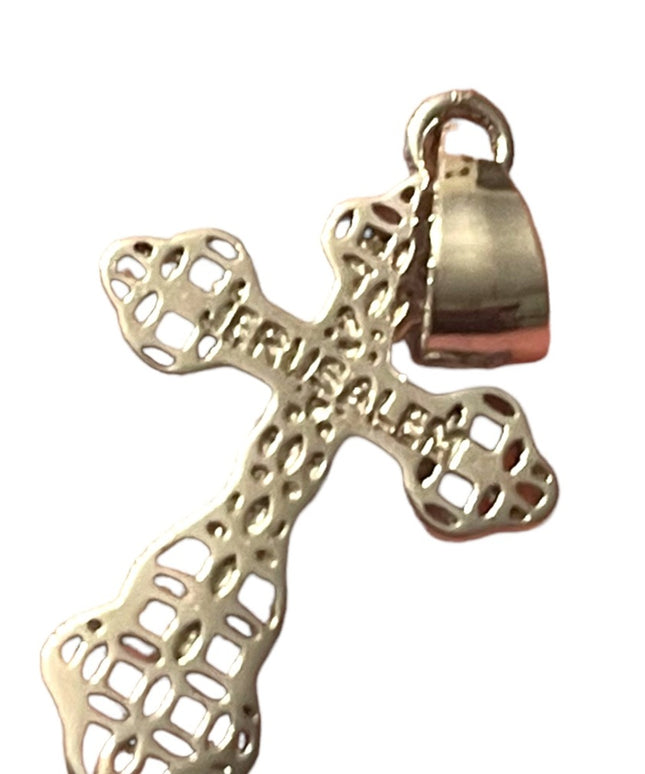 Sterling silver 925 Jerusalem Crucifix necklace pendant cross religious