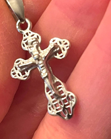 Sterling silver 925 Jerusalem Crucifix necklace pendant cross religious