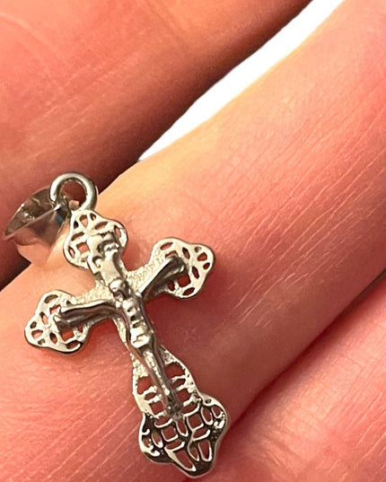 Sterling silver 925 Jerusalem Crucifix necklace pendant cross religious