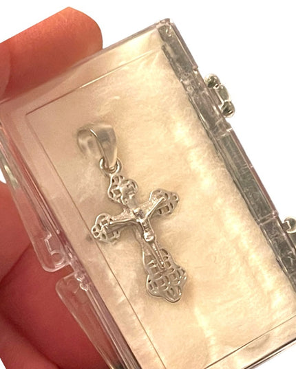 Sterling silver 925 Jerusalem Crucifix necklace pendant cross religious
