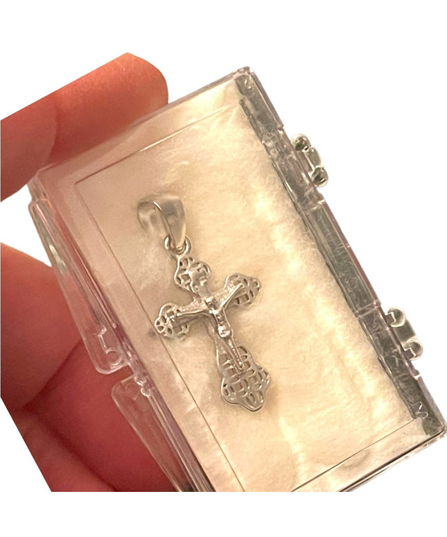 Sterling silver 925 Jerusalem Crucifix necklace pendant cross religious