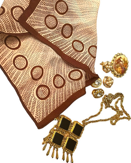 Vintage Lot Cameo earrings necklace hankerchief Gerrys Celebrity Rhinestones