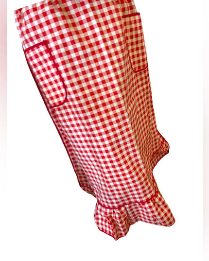 Vintage 1970s Heavy cotton Gingham 3/4 Apron Handmade High quality VG New cond