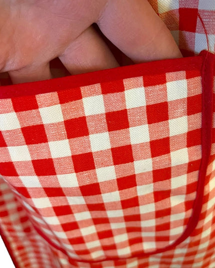 Vintage 1970s Heavy cotton Gingham 3/4 Apron Handmade High quality VG New cond