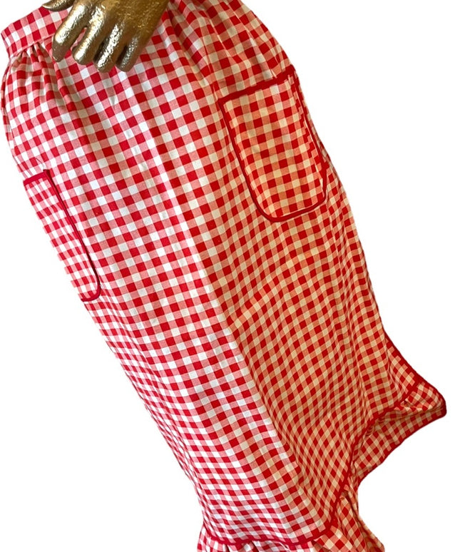 Vintage 1970s Heavy cotton Gingham 3/4 Apron Handmade High quality VG New cond
