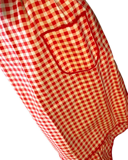 Vintage 1970s Heavy cotton Gingham 3/4 Apron Handmade High quality VG New cond