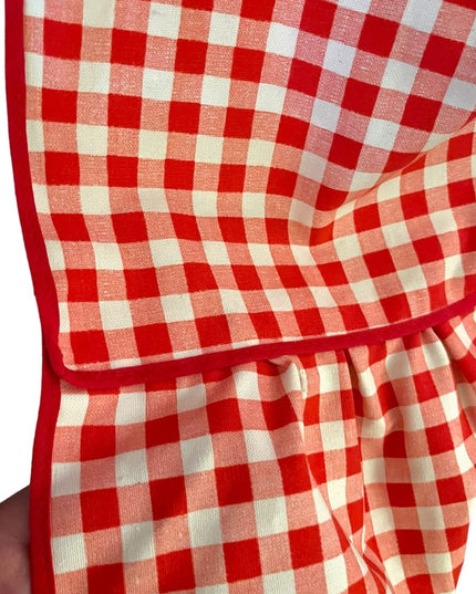 Vintage 1970s Heavy cotton Gingham 3/4 Apron Handmade High quality VG New cond