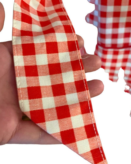 Vintage 1970s Heavy cotton Gingham 3/4 Apron Handmade High quality VG New cond