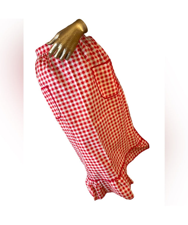 Vintage 1970s Heavy cotton Gingham 3/4 Apron Handmade High quality VG New cond