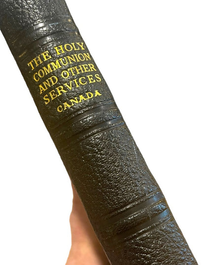 Vintage 1950s Catholic Holy Communion & Other services book Bk leather HC book