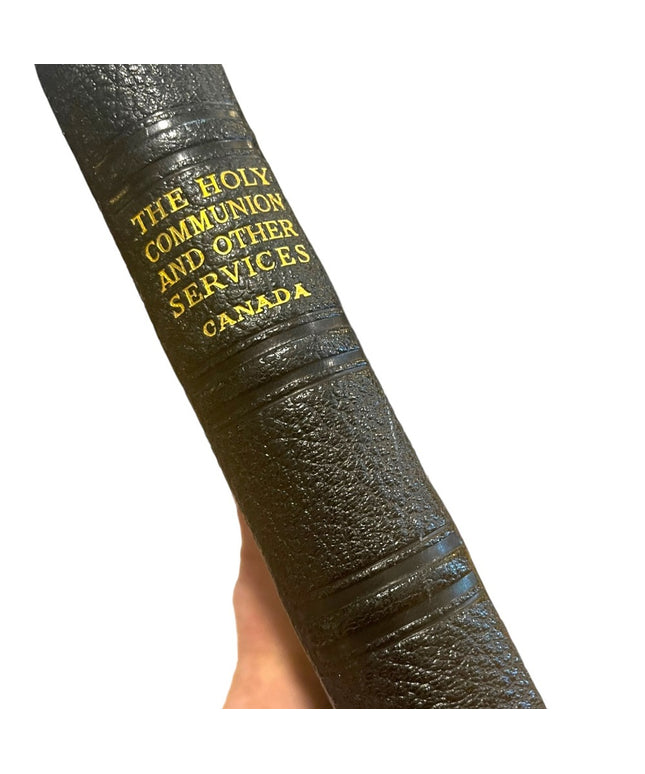 Vintage 1950s Catholic Holy Communion & Other services book Bk leather HC book
