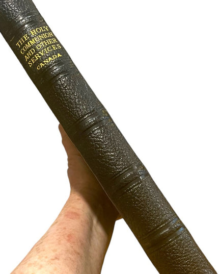 Vintage 1950s Catholic Holy Communion & Other services book Bk leather HC book