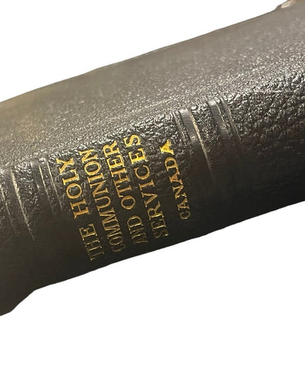 Vintage 1950s Catholic Holy Communion & Other services book Bk leather HC book