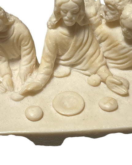 Vintage Mid Century Alabaster Last Supper carved statue on Marble Italy