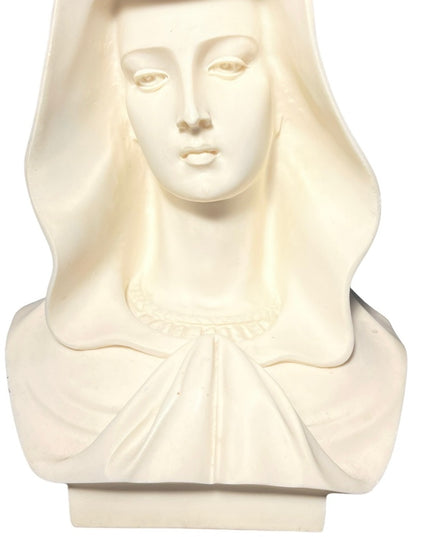 Vintage Alabaster Hand made Italy Carved Mary Madonna statue Mid century