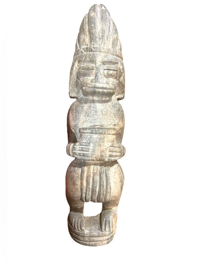 Vintage mid century Mexico Mayan Aztec Priest statue soapstone hand carved