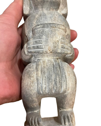 Vintage mid century Mexico Mayan Aztec Priest statue soapstone hand carved