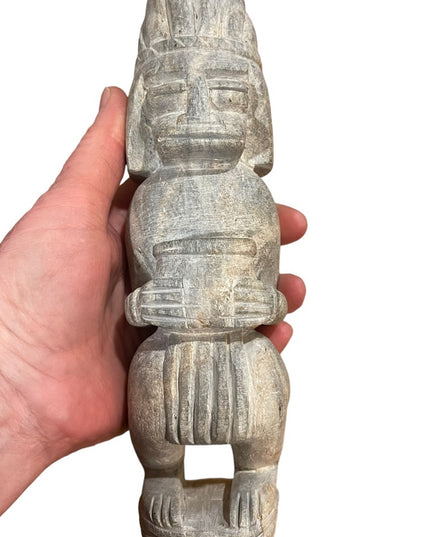 Vintage mid century Mexico Mayan Aztec Priest statue soapstone hand carved