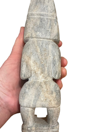 Vintage mid century Mexico Mayan Aztec Priest statue soapstone hand carved