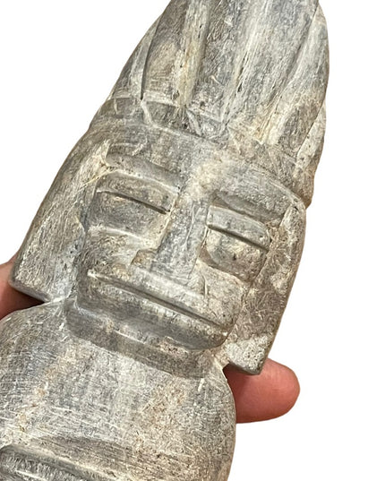 Vintage mid century Mexico Mayan Aztec Priest statue soapstone hand carved