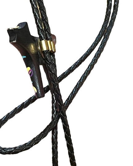 Vintage Hand made Navajo Native South American Painted Coyote bolo tie