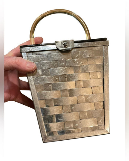 Vintage 1950s Dorset Rex Fifth Ave Metal mesh silver finish acrylic box purse