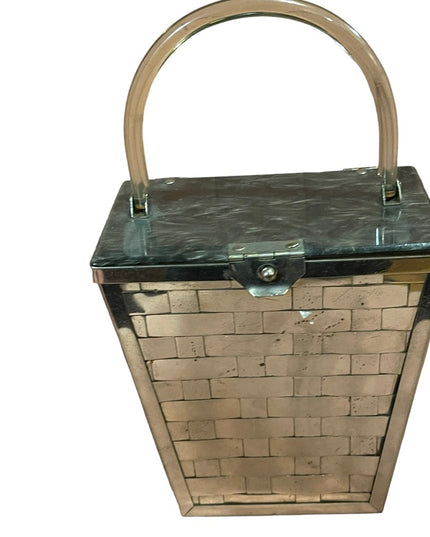 Vintage 1950s Dorset Rex Fifth Ave Metal mesh silver finish acrylic box purse