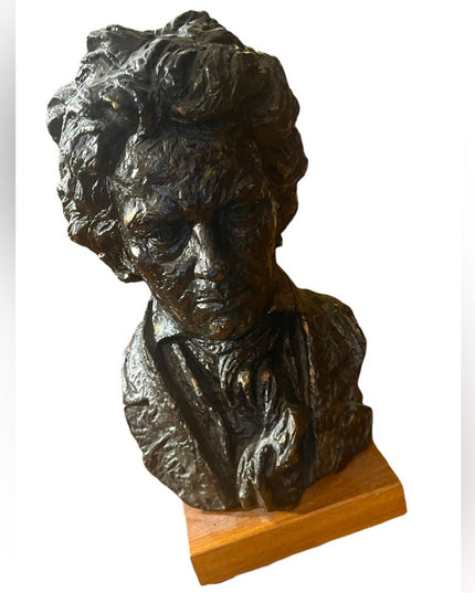 Vintage 1960s Beethoven Hand sculptured Austin Productions Statue on wood signed
