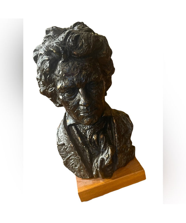 Vintage 1960s Beethoven Hand sculptured Austin Productions Statue on wood signed