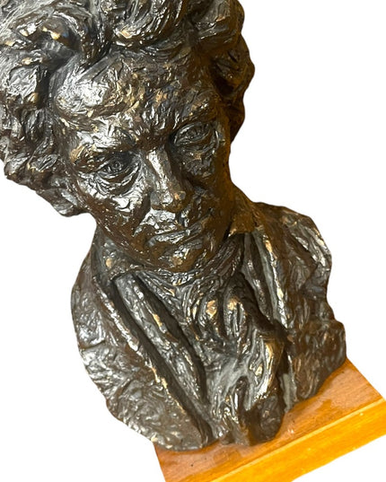 Vintage 1960s Beethoven Hand sculptured Austin Productions Statue on wood signed