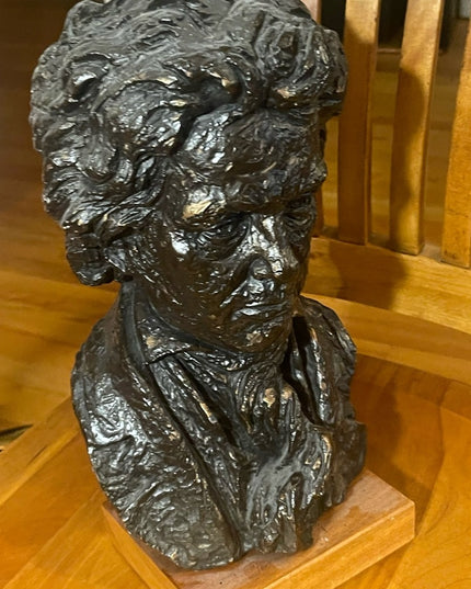 Vintage 1960s Beethoven Hand sculptured Austin Productions Statue on wood signed