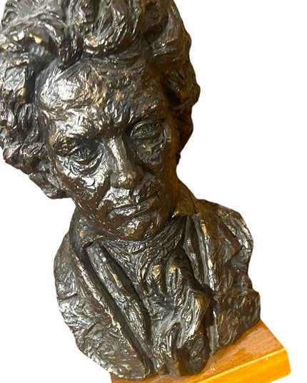 Vintage 1960s Beethoven Hand sculptured Austin Productions Statue on wood signed