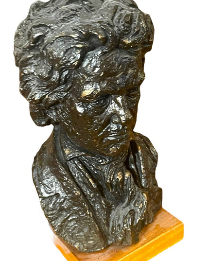 Vintage 1960s Beethoven Hand sculptured Austin Productions Statue on wood signed