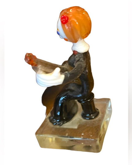 Vintage Murano Art Glass Venetian Italy Girl sitting playing a guitar hand made