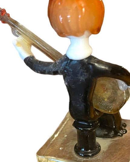Vintage Murano Art Glass Venetian Italy Girl sitting playing a guitar hand made