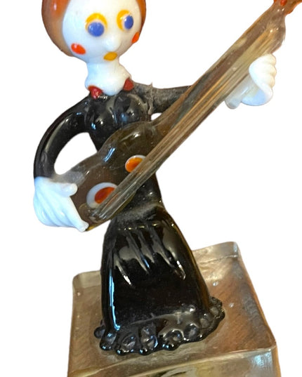Vintage Murano Art Glass Venetian Italy Girl sitting playing a guitar hand made