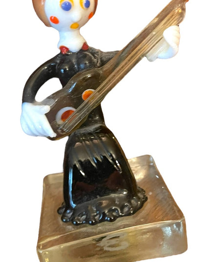 Vintage Murano Art Glass Venetian Italy Girl sitting playing a guitar hand made