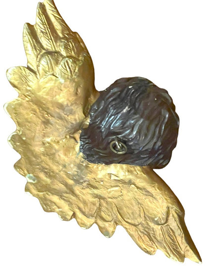 Vintage 1960s heavy resin Hanging wall angel gold gilt