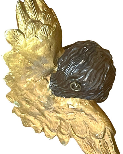 Vintage 1960s heavy resin Hanging wall angel gold gilt