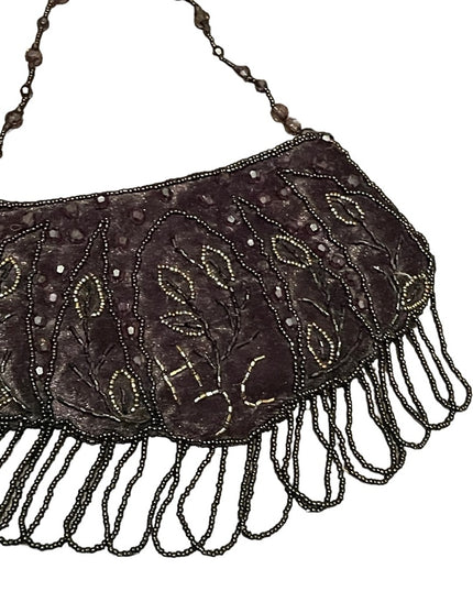 Vintage velvety sequin bead small purse evening event