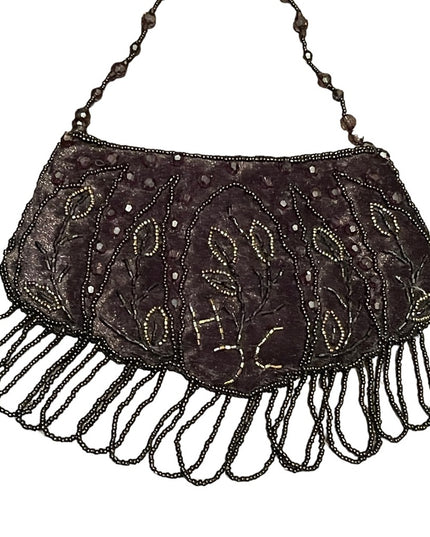 Vintage velvety sequin bead small purse evening event