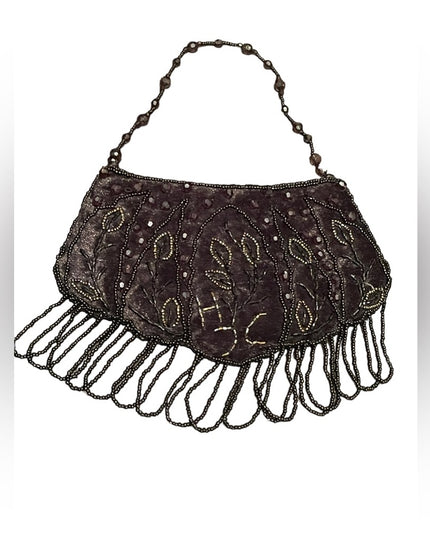 Vintage velvety sequin bead small purse evening event