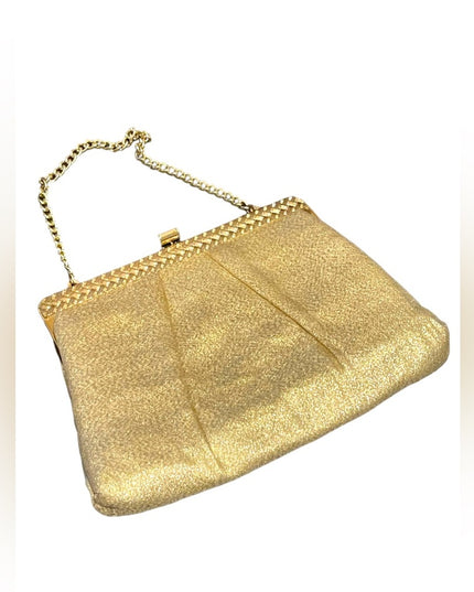 Vintage gold metalic with gold hardware wristlet 1950s