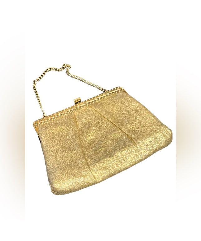 Vintage gold metalic with gold hardware wristlet 1950s
